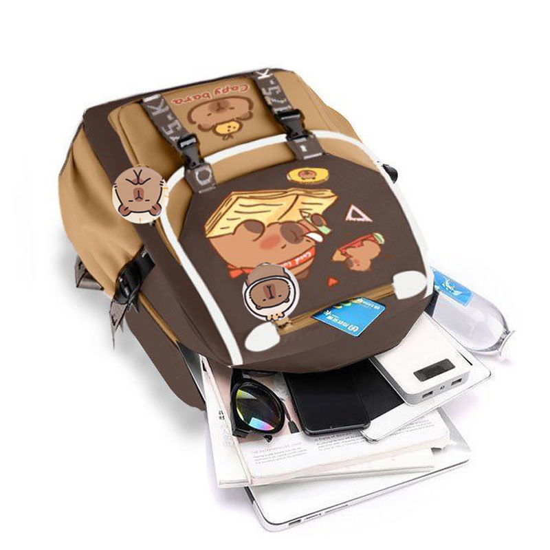 Kawaii Capybara Stylish Khaki  - đánh giá và giá School Backpack Teen